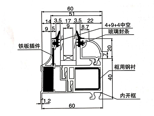 60系列鋁塑復合內開(kāi)窗